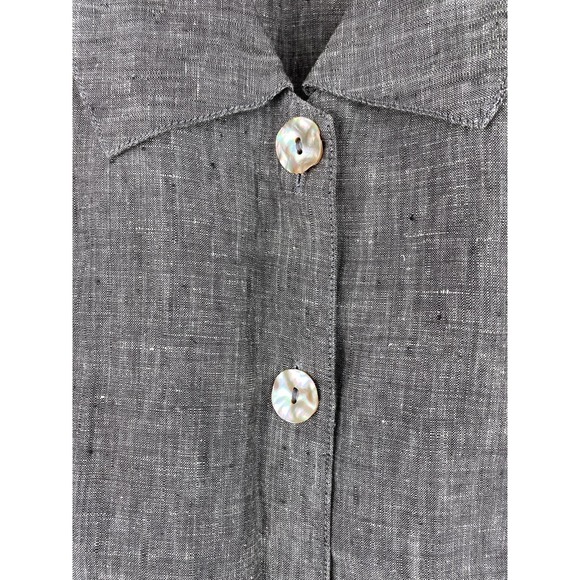 tsd Two Star Dog Size M Gray Button Up Linen Top - Picture 2 of 7